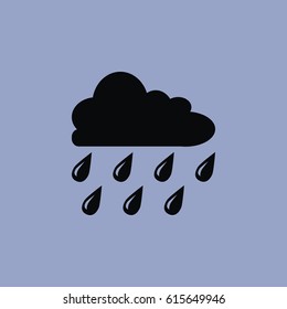 Cloud with rain icon isolated sign symbol and flat style for app, web and digital design. Vector illustration.