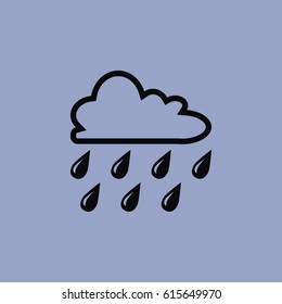 Cloud with rain icon isolated sign symbol and flat style for app, web and digital design. Vector illustration.