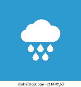 cloud rain icon, isolated, white on the blue background. Exclusive Symbols 
