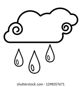 Cloud, rain icon. Line art. White background. Social media icon. Business concept. Sign, symbol, web element. Tattoo template. Website pictogram.