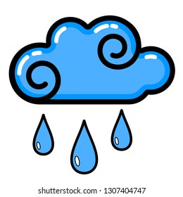 Nube, icono de lluvia. Arte de línea. Fondo blanco. Icono de medios sociales. Concepto de negocio. Firma, símbolo, elemento web. Plantilla de tatuaje. Pictograma del sitio web.