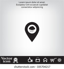 cloud rain icon map pin
