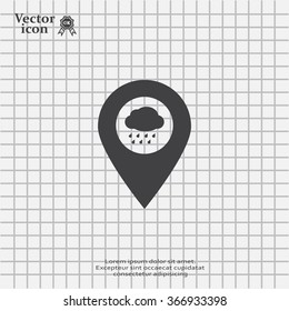 cloud rain icon map pin