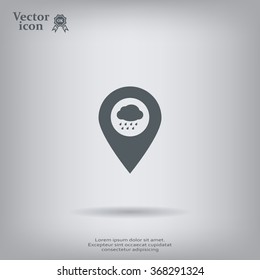 cloud rain icon map pin