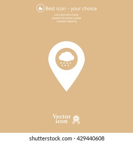 cloud rain icon map pin