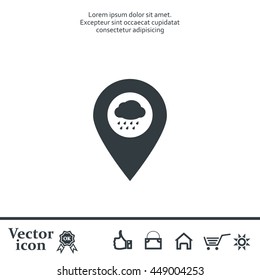 cloud rain icon map pin