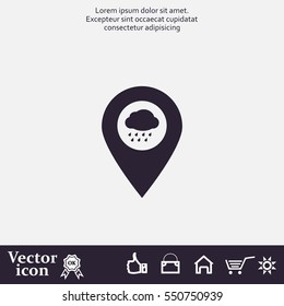 cloud rain icon map pin