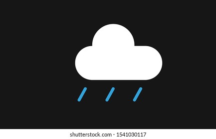 Cloud and rain icon on dark grey background , weather forecast, vector illustration.