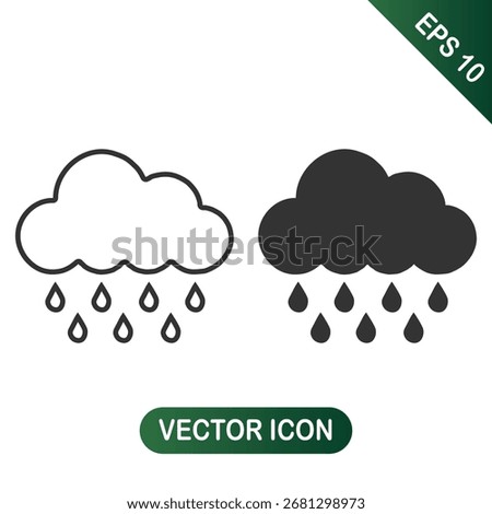 Cloud with rain icon - Outline and Filled Versions