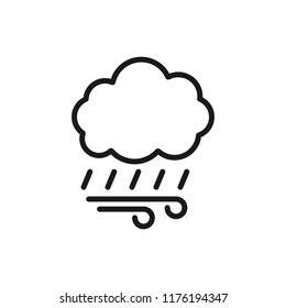 Cloud rain icon. Rainy weather sign. Downpour symbol. Thin line icon on white background. Vector illustration.