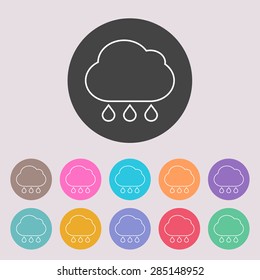  Cloud rain icon. Set of colored icons.