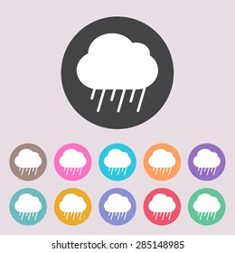  Cloud rain icon. Set of colored icons.