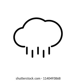 Cloud with Rain Icon, simple design. Line vector. Isolate on white background.