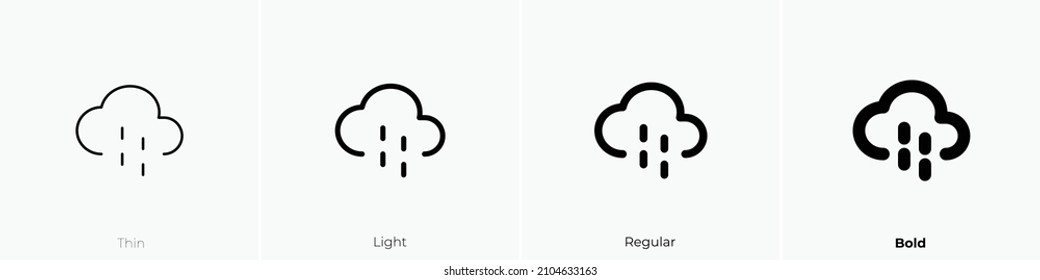cloud rain icon. Thin, Light Regular And Bold style design isolated on white background