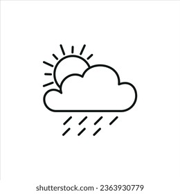 Cloud with rain icon vector illustration. Sun on isolated background. Weather sign concept.
