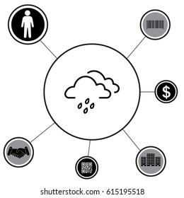 Cloud & rain icon. vector illustration