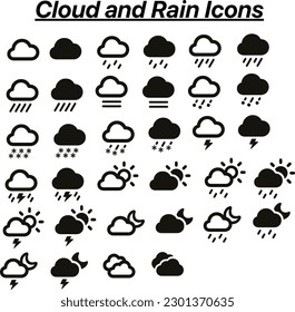 Arte vector de iconos de lluvia en la nube