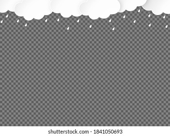 Cloud Rain Isolate On Png Or Transparent  Background, Clear Sky With Cloud, Rain Season, Cloudy Day,weather Forecast Concept, Vector Illustration 
