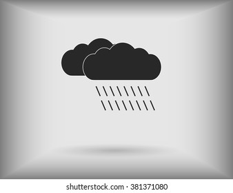 Cloud & rain isolated on grey background. Vector art.