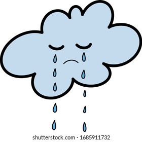 Cloud with rain isolated on a white background. Precipitation of rain clouds with raindrops. Vector illustration