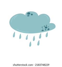 Cloud with rain. Isolated on a white background. sticker. Cute vector illustration.