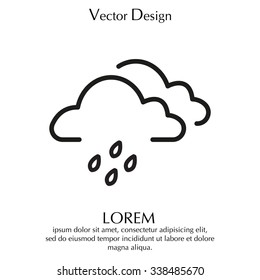 Cloud & rain isolated. Vector art.