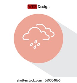 Cloud & rain isolated. Vector art.