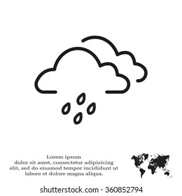 Cloud & rain isolated. Vector art.