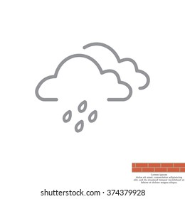 Cloud & rain isolated. Vector art.