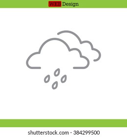 Cloud & rain isolated. Vector art.