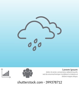 Cloud & rain isolated. Vector art.