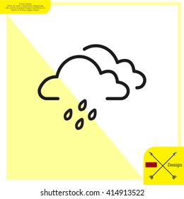 Cloud & rain isolated. Vector art.