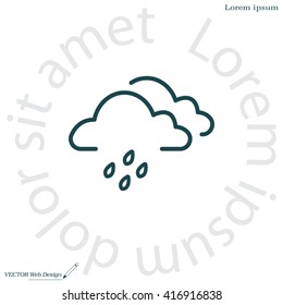 Cloud & rain isolated. Vector art.