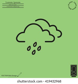Cloud & rain isolated. Vector art.