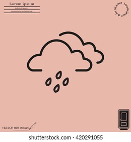 Cloud & rain isolated. Vector art.