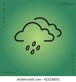 Cloud & rain isolated. Vector art.