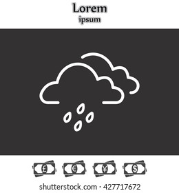 Cloud & rain isolated. Vector art.