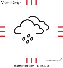Cloud & rain isolated. Vector art.