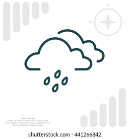 Cloud & rain isolated. Vector art.