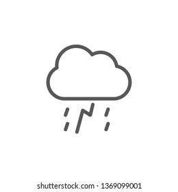 Cloud, rain, lighting vector icon. Element of weather for mobile concept and web apps illustration. Thin line icon for website design and development. Vector icon