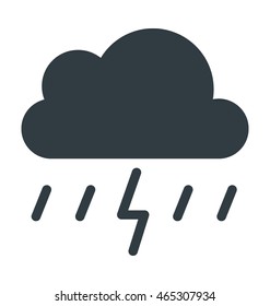 Cloud Rain Lightning Colored Vector Icon