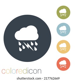 cloud rain lightning sign.  the weather icon