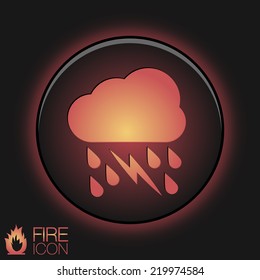 cloud rain lightning sign.  the weather icon