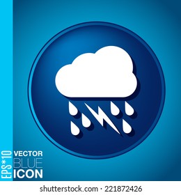 cloud rain lightning sign.  the weather icon