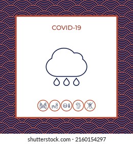 Icono de la línea de lluvia en la nube. Elemento para su diseño