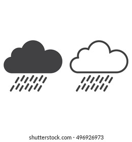 cloud rain line icon, outline and filled vector sign, linear and full pictogram isolated on white, logo illustration
