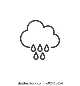 Cloud, rain line icon, outline vector sign, linear style pictogram isolated on white. Symbol, logo illustration. Editable stroke. Pixel perfect