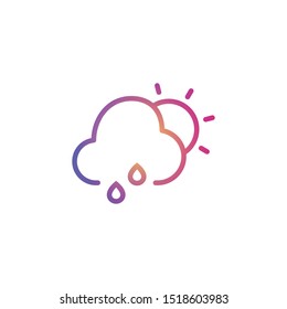 Cloud Rain  - Line Vector Icon