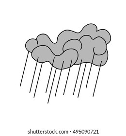 A cloud with rain. Linear icon. Silhouette. Bad weather.