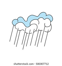 A cloud with rain. Linear icon. Silhouette. Bad weather.